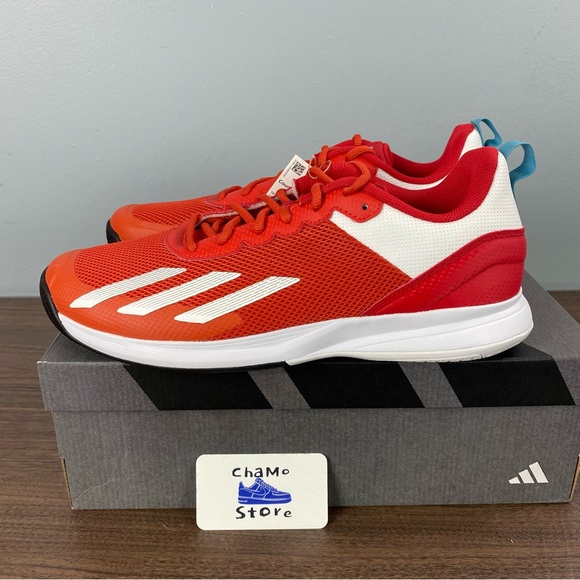 ADIDAS COURTFLASH SPEED TENNIS SHOES Preloved Red Cloud White HQ8483 Men’s Sz - Picture 3 of 11